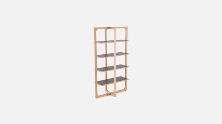 Bibliothèque VERTIGO en bois et céramique