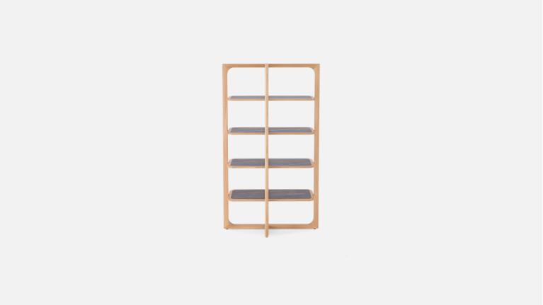Bibliothèque VERTIGO en bois et céramique