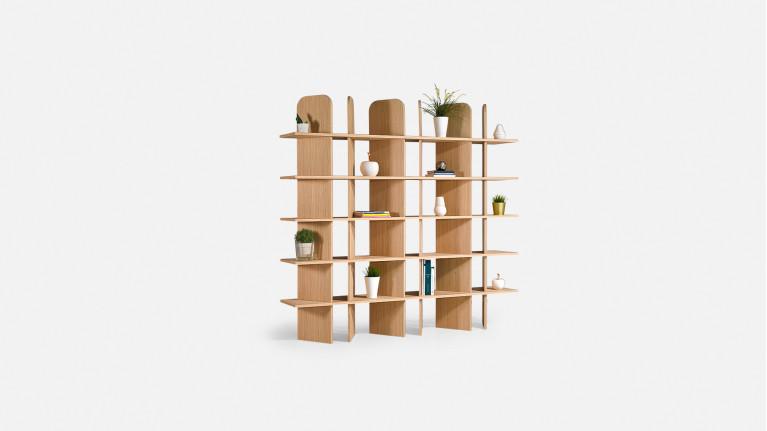 Bibliothèque MINERA bois et placage chêne grand format
