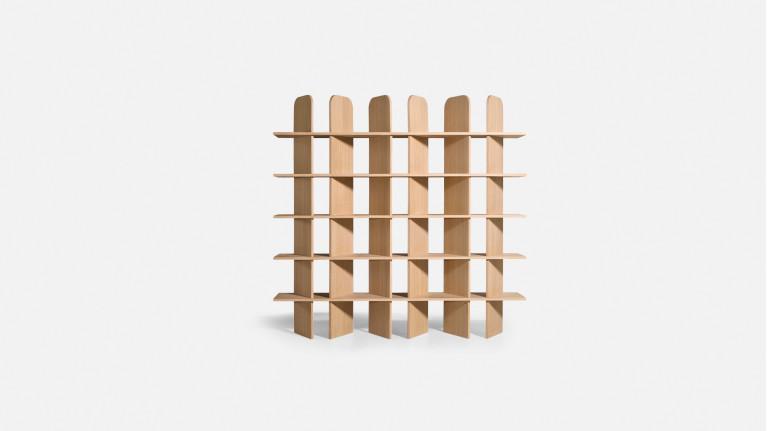 Bibliothèque MINERA bois et placage chêne grand format