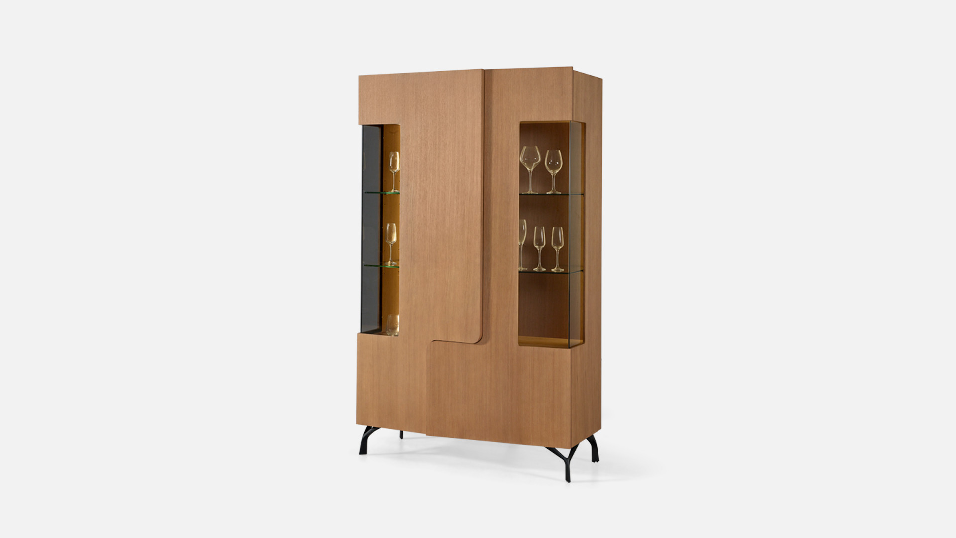 Vitrine JADE en verre fumé et métal