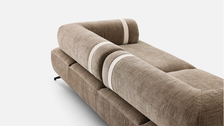 Canapé RIVIERA, tissu bi-matière, fabrication italienne