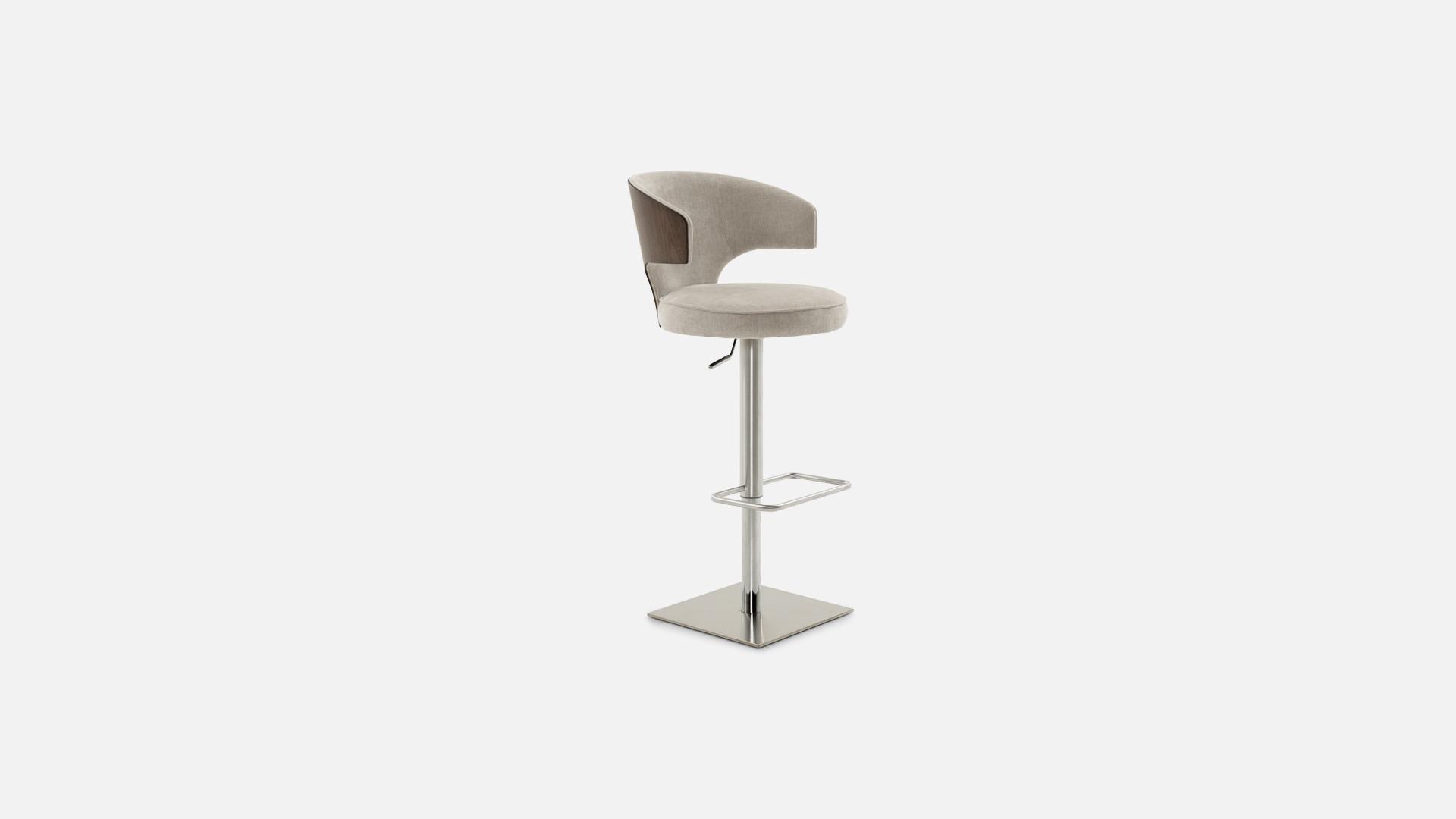 Tabouret de bar BIRDY, pivotant réglable, assise ronde, coque frêne