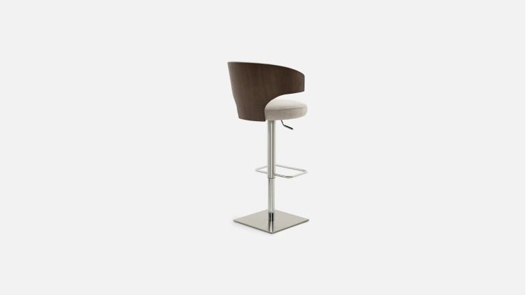 Tabouret de bar BIRDY, pivotant réglable, assise ronde, coque frêne