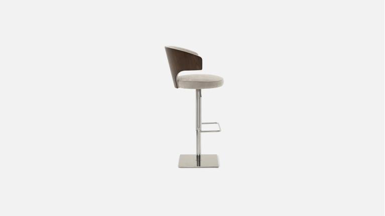 Tabouret de bar BIRDY, pivotant réglable, assise ronde, coque frêne