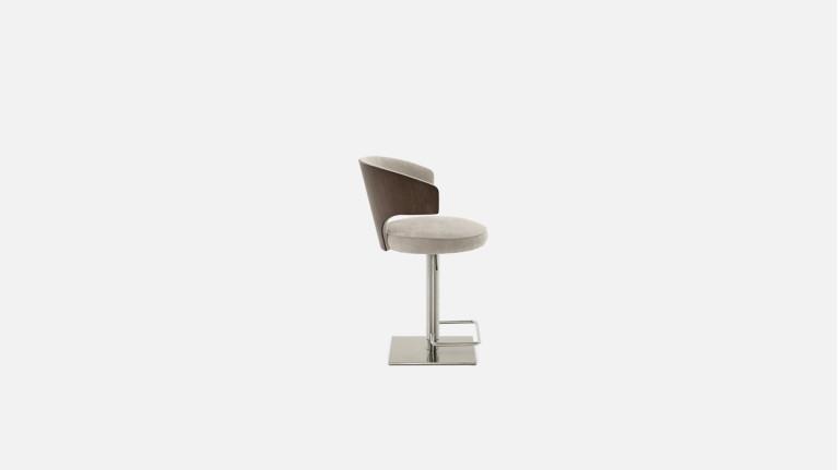 Tabouret de bar BIRDY, pivotant réglable, assise ronde, coque frêne