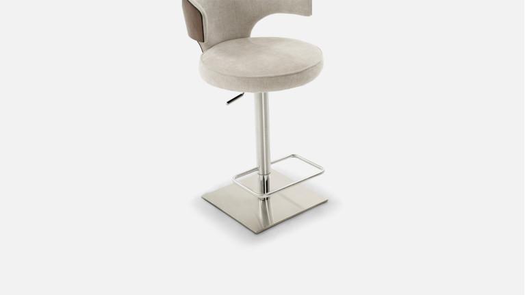 Tabouret de bar BIRDY, pivotant réglable, assise ronde, coque frêne