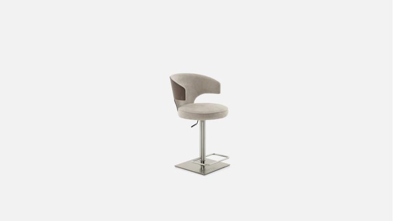 Tabouret de bar BIRDY, pivotant réglable, assise ronde, coque frêne