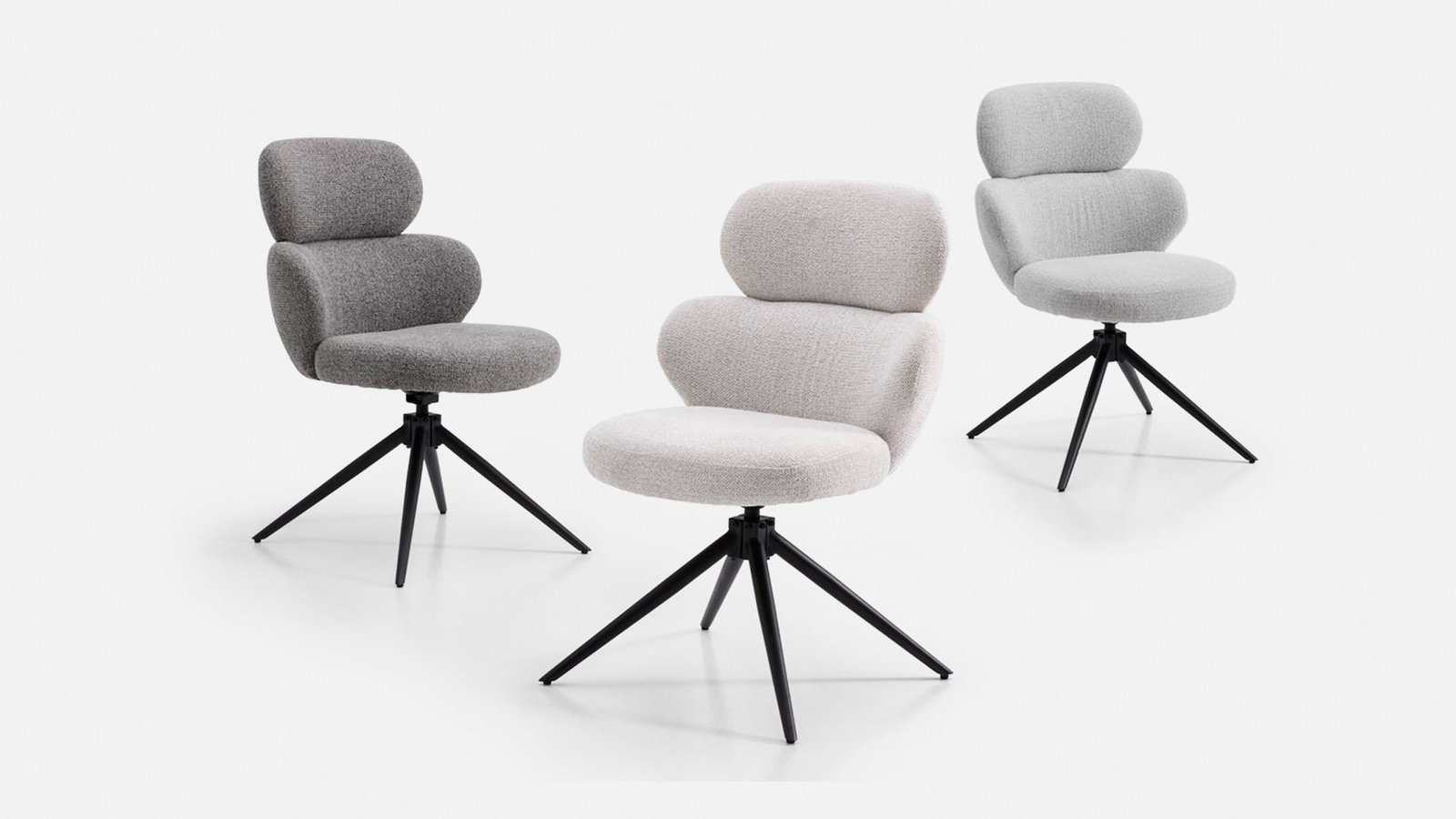 Fauteuil de salle à manger CALINE, pivotant, tissu bouclette