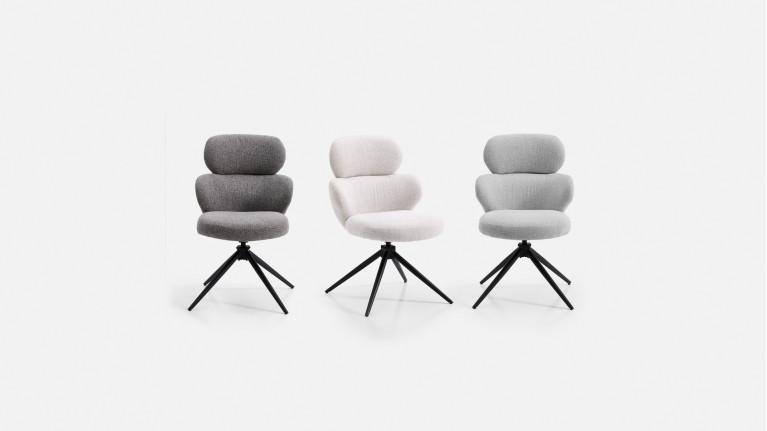 Fauteuil de salle à manger CALINE, pivotant, tissu bouclette