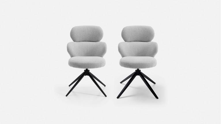 Fauteuil de salle à manger CALINE, pivotant, tissu bouclette