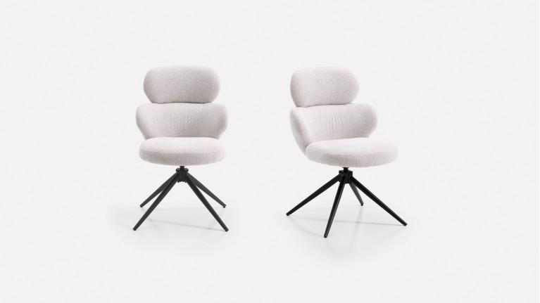 Fauteuil de salle à manger CALINE, pivotant, tissu bouclette