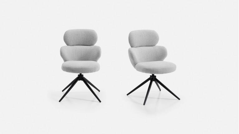 Fauteuil de salle à manger CALINE, pivotant, tissu bouclette