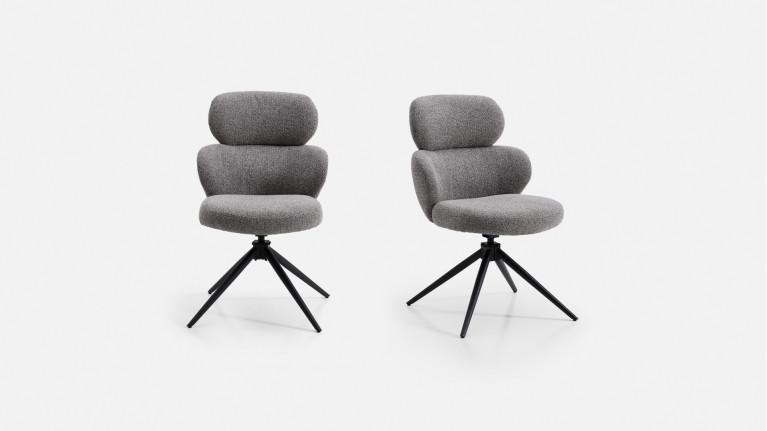 Fauteuil de salle à manger CALINE, pivotant, tissu bouclette