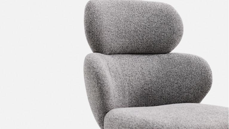 Fauteuil de salle à manger CALINE, pivotant, tissu bouclette