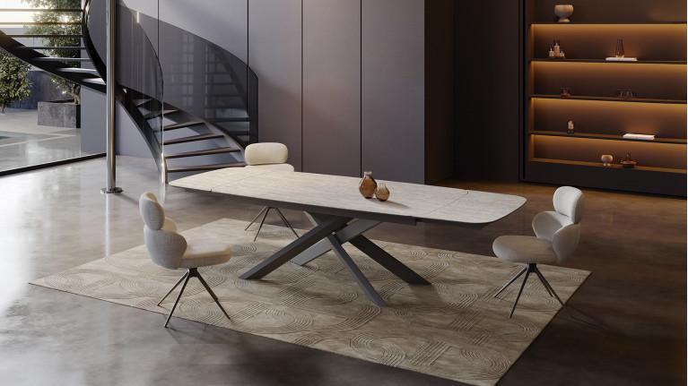 Fauteuil de salle à manger CALINE, pivotant, tissu bouclette