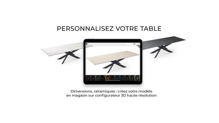 Table de repas extensible MIA Plateau céramique & Piétement Étoile Fer