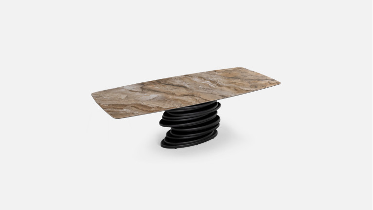 Table OROS – Plateau céramique et piètement central texturé