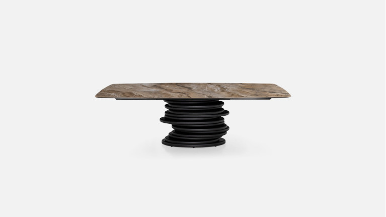 Table OROS – Plateau céramique et piètement central texturé