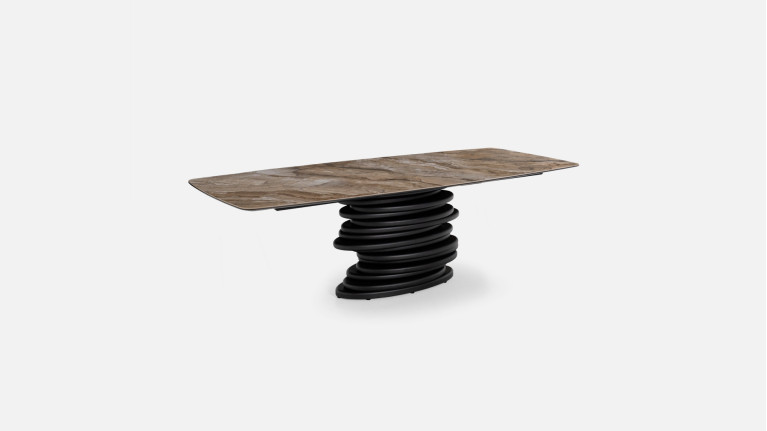 Table OROS – Plateau céramique et piètement central texturé