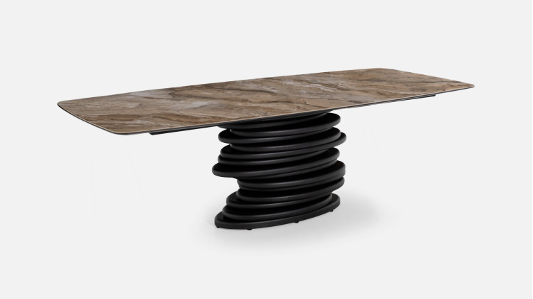 Table OROS – Plateau céramique et piètement central texturé