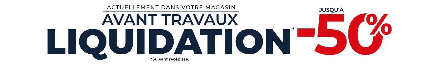 Rendez-vous au magasin Mobilier de France Colmar pour profiter de la liquidation partielle avant travaux avec jusqu'à -50 %.