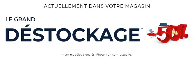Grand destockage dans votre magasin Mobilier de France Orgeval avec jusqu’à -50% sur de nombreux canapés, tables et meubles