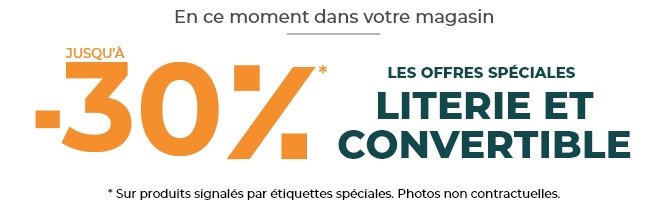 En ce moment jusqu'à 30% de remise sur les canapés convertibles et la literie dans votre magasin Mobilier de France Bastia